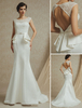 Robe de mariée sirène en satin ivoire avec dentelle à traîne