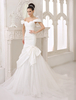 Robe de mariée sirène en taffetas ivoire plissé à traîne chapelle Milanoo