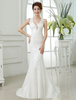 Robe de mariée sirène hall sirène Avec traîne col V avec strass sans manches à taille naturelle détail zip en dentelle avec soutien-gorge