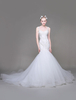 Robe de mariée sirène jardin sirène Avec traîne avec strass à fines bretelles sans manches et taille naturelle lacets de dentelle