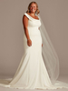 Robe de Mariée Sirène Moulante avec Manches Courtes à Col U Coupe Cintrée à Traîne Unicolore Grande Taille Simple