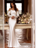 Robe de mariée sirène Robe de mariée simple en satin dos nu manche longue