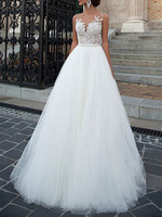 Robe de mariée trapèze ivoire jupe en tulle longueur au sol Robe de mariage
