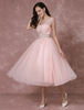 Robe de mariée tulle rose dos nu a-ligne robe de Cocktail courte Milanoo