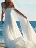 Robe de mariée Une ligne hors de lépaule Col en coeur Longueur de plancher sans manches avec train Robes de mariée