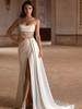 Robe de mariée vintage à décolleté sans manches taille empire dentelle avec traîne robes de mariée en dentelle
