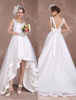 robe de mariée vintage A-ligne dos décolleté en organza Tissu de satin avec soutien-gorge et doublure 30cm sans manches