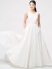 Robe de mariée vintage blanche train chapelle sans bretelles poches sans manches tissu en satin robes traditionnelles pour mariée