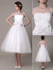 Robe de Mariée Vintage bustier ivoire Robe de mariée en tulle avec noeud longueur mollet Milanoo