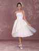 Robe de Mariée Vintage bustier Robe de mariée rétro ivoire volants longueur mollet Milanoo