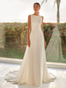 Robe de mariée vintage col rond dos nu à petite traîne