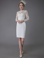 Robe de Mariée Vintage Courte Robe de mariée Année 20 Manches Longues