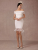 Robe de Mariée Vintage Courte Robe de mariée rétro en satin à manches courtes