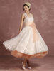 Robe de Mariée Vintage en dentelle col V sans manches Robe de mariée A ligne ruban noeud longueur mollet Milanoo