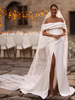 Robe de mariée vintage hors des épaules jupe fendue à traîne laçage sur dos