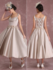 robe de mariée vintage princesse à taille naturelle Tissu de satin avec doublure et jupon Milanoo