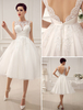 Robe de mariée vintage robe de mariage rétro blanche col bateau décollectée zip sur dos au genou