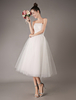 Robe de Mariée Vintage Robe De Mariée Rétro En Tulle Sans Bretelles Longueur mollet