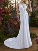 Robe de mariée vintage robe de soirée de mariage col V profond à bretelle à traîne en satin