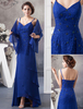 Robe de mariés de Mère fourreau en satin mat bleu roi à bretelles avec perles longueur plancher Milanoo