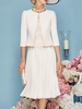 Robe de mère à col bijou manches trois quarts longueur thé robes dinvitées trapèze pour mariage