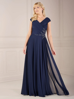 Robe de mère à col en V et manches courtes robe de bal avec appliques robes dinvitées pour mariage