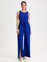 Robe de mère col bijou combinaison sans manches ceinture longueur au sol robes dinvitées de mariage