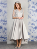 Robe de mère col en V manches 3/4 ligne a dentelle longueur thé robes dinvitées de mariage