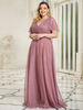 Robe de mère col en V manches courtes ligne a plissée robes dinvitées de mariage