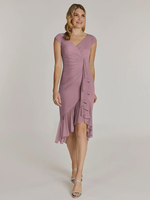 Robe de mère col en V manches courtes robes dinvitées de mariage plissées courtes
