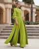 Robe de mère conçue avec décolleté et manches 3/4 combinaison perlée robes dinvitées de mariage