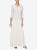 Robe de mère de mariée 2 pièces haut en dentelle jupe en crêpe élastique col carré zip sur dos