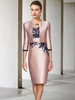 Robe de mère de mariée 2 pièces robe col rond manche longue zip sur dos avec manteau