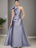 Robe de mère de mariée asymétrique épaule dénudée sans manches ligne a nœuds longueur au sol robes dinvitées de mariage