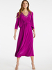 Robe de mère de mariée carmin demi-manches pardessus col en V sans manches une ligne de polyester perlé longueur de thé robes de mariée dinvité tenue