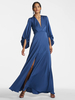 Robe de mère de mariée col en V manches 3/4 jupe fendue robe d