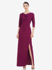 Robe de mère de mariée conçue décolleté demi-manches gaine plissée longueur au sol robes dinvitées de mariage