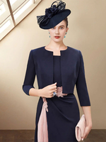 Robe de mère de mariée deux pièces robe et boléro col bateau au genou robe d