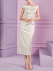 Robe de mère de mariée moulante manche courte zip sur dos robe d