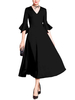 Robe de mère de mariée noir en satin stretch col V demi-manche Robe d\\