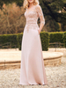 Robe de mère de mariée robe de cocktail de mariage col V demie manche au sol