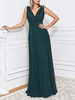 Robe de mère de mariée robe de cocktail de mariage col V sans manche jupe plissée au sol