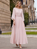 Robe de mère de mariée robe de soirée cocktail mariage col rond manche fendue dos en V longueur à la cheville