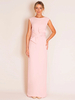 Robe de mère de mariée rose clair bijou cou sans manches gaine ceinture robes dinvité de mariage
