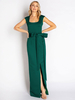 Robe de mère de mariée verte col carré sans manches gaine ceinture robes dinvité pour le mariage