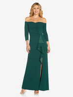 Robe de mère épaules dénudées manches 3/4 ligne a fendue sur le devant longueur cheville robes dinvitées de mariage