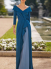 Robe de mère plissée col en v manches 3/4 ligne a robes dinvitées pour mariage