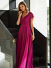Robe de mère plissée col en v manches courtes ligne a robes dinvitées pour mariage