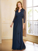 Robe de mère plissée col en v sans manches ligne a longueur au sol robes dinvitées pour mariage