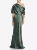 Robe de mère une épaule manches courtes sirène plissée longueur au sol robes dinvitées de mariage